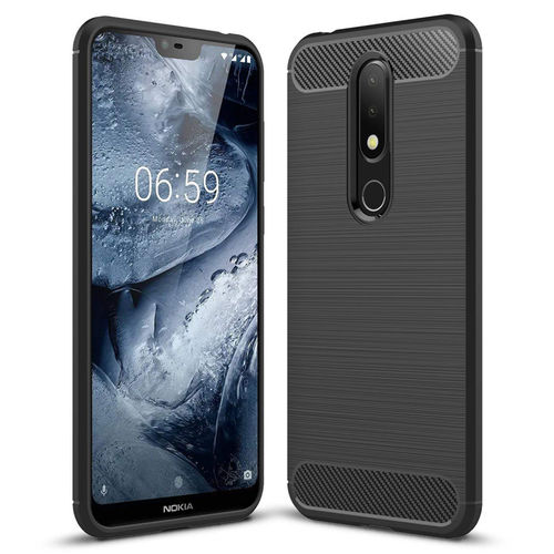 Flexi Slim Carbon Fibre Case for Nokia 6.1 Plus - Brushed Black